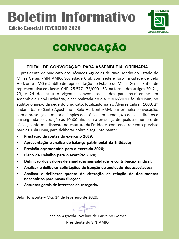 Boletim Edição Epecial AGO 2020